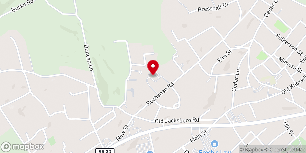 Map showing location of New Tazewell First Baptist Church