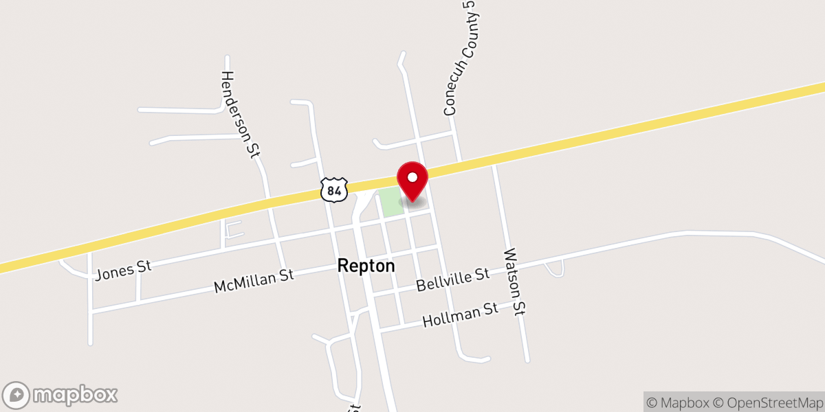 Map showing location of Repton United Methodist Church
