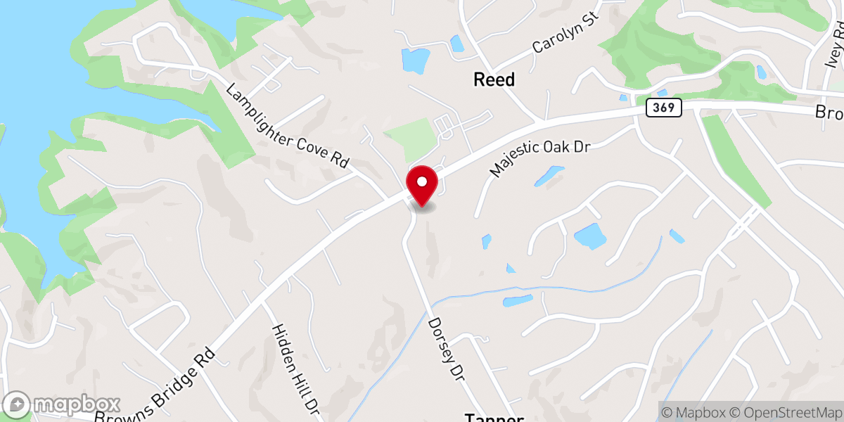 Map showing location of Lanier Church