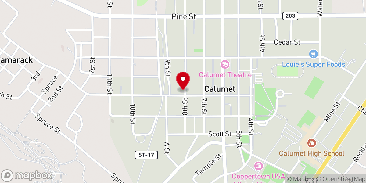 Map showing location of Saint Paul the Apostle Catholic Church, Calumet