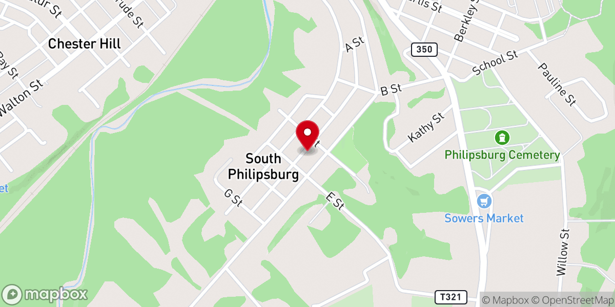 Map showing location of Chester Hill Hose Company