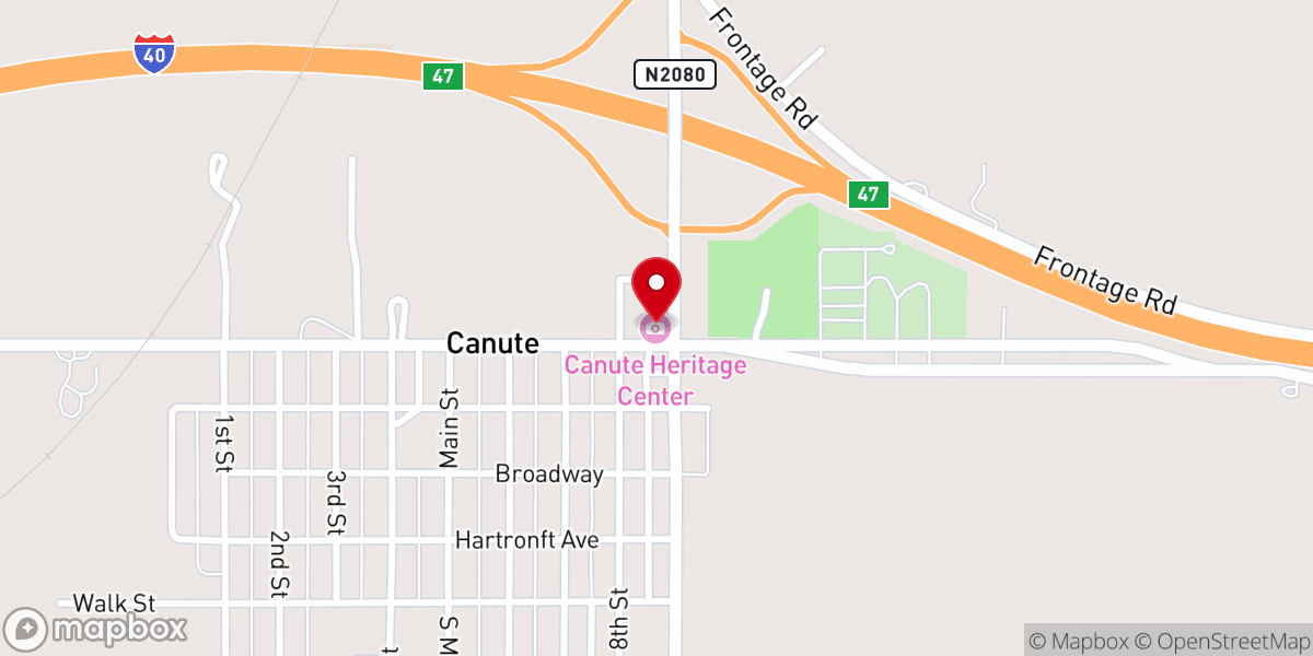 Map showing location of Canute Heritage Center