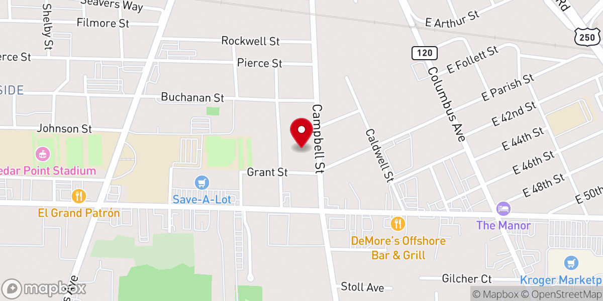 Map showing location of Northern Ohio Baptist District Association