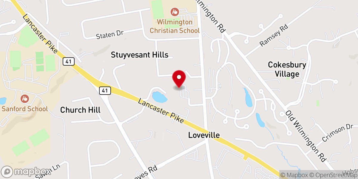 Map showing location of Delaware Korean United Methodist Church
