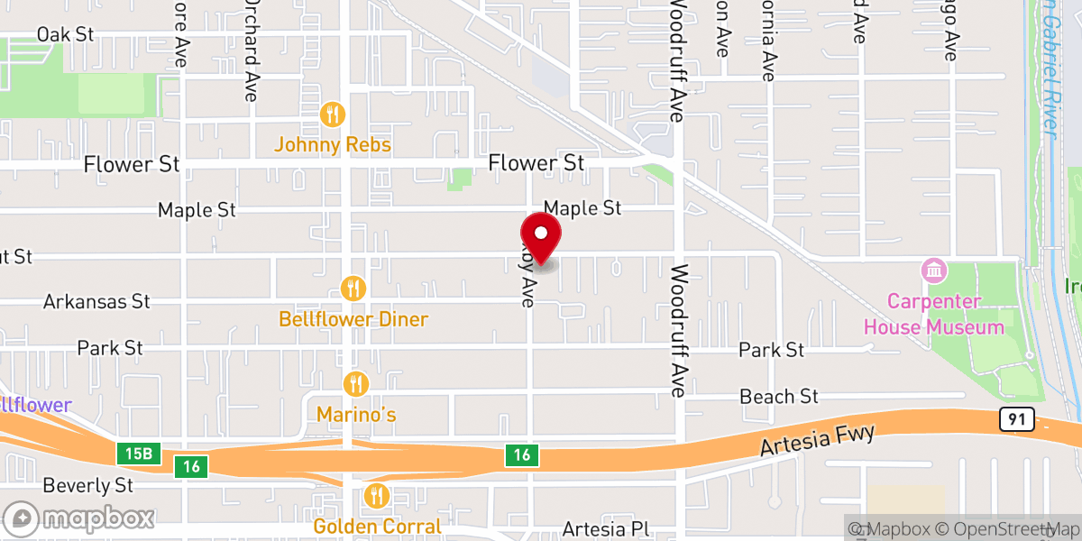 Map showing location of Bellflower-Lakewood Seventh-day Adventist Church