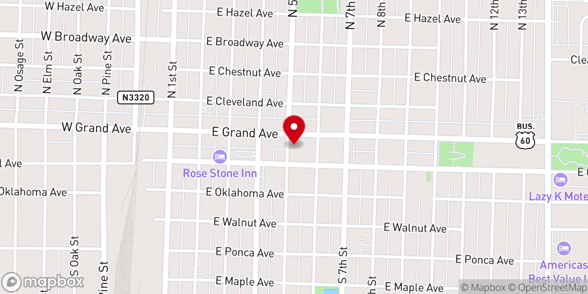 Map showing location of Life Center Minstries of Ponca City