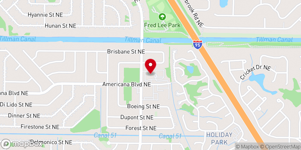 Map showing location of First Pentecostal Church of Palm Bay