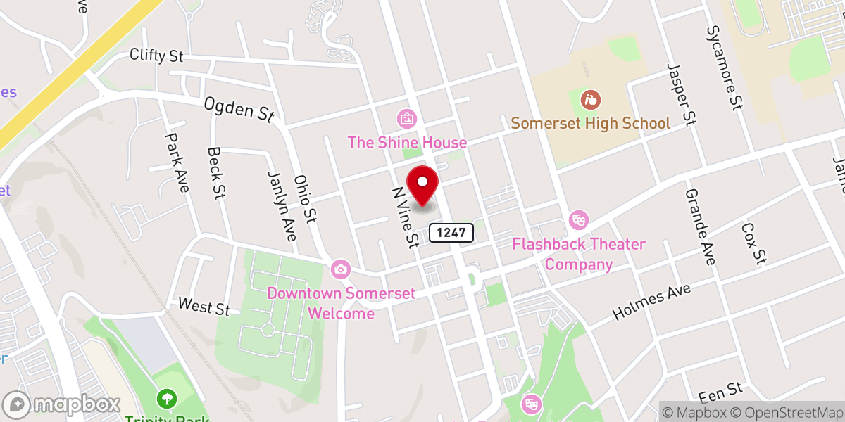Map showing location of First Baptist Church