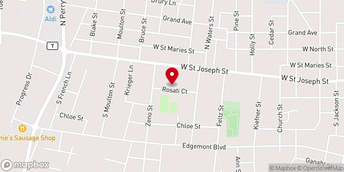 Map showing location of St Vincent de Paul Church
