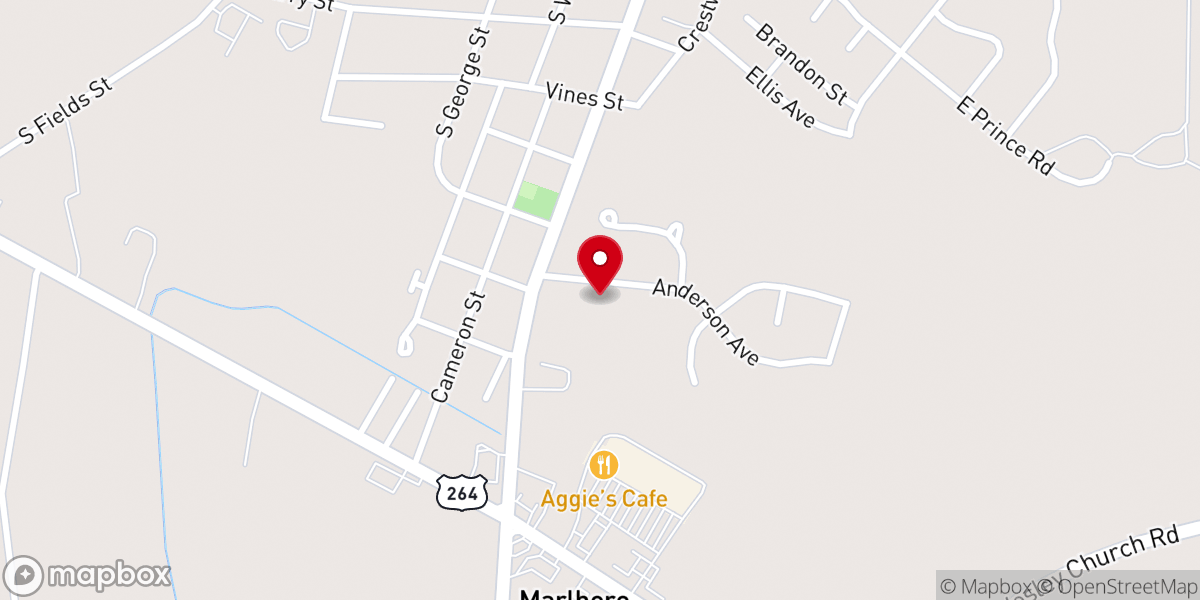 Map showing location of Mt. Moriah Community Church