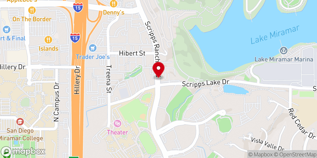 Map showing location of Scripps Mesa Bible Church
