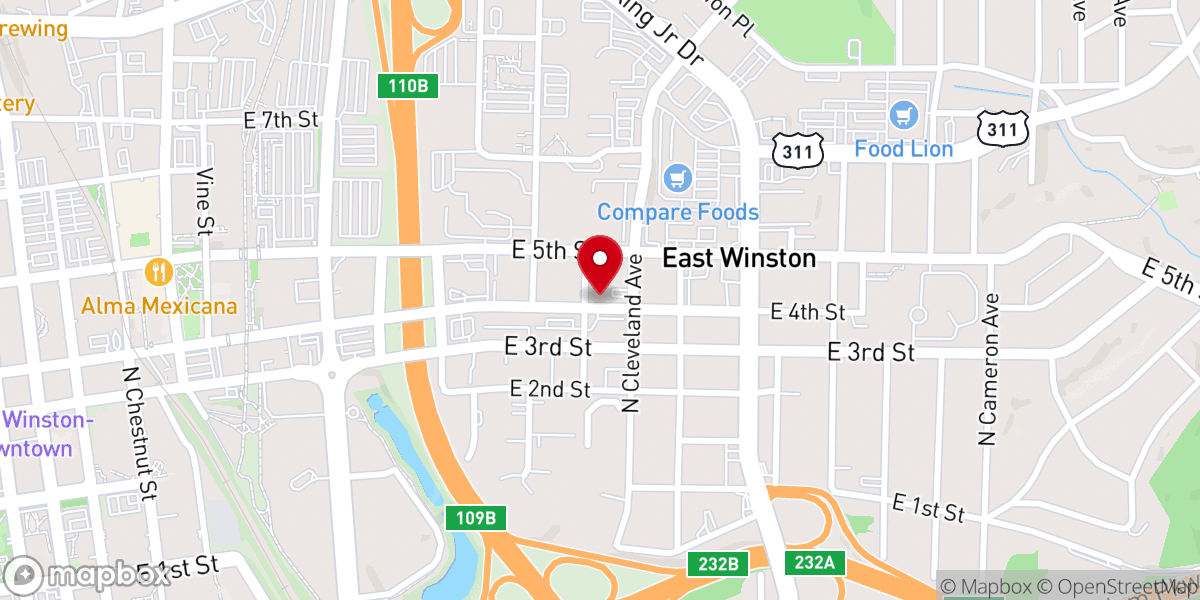 Map showing location of First Calvary Baptist Church