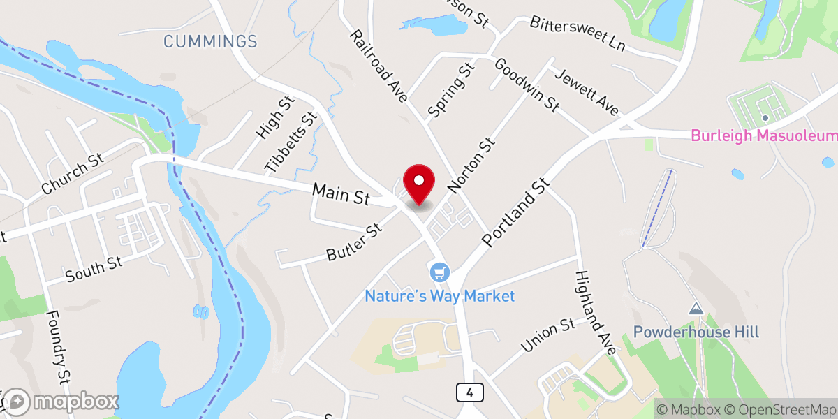 Map showing location of South Berwick Free Baptist Church