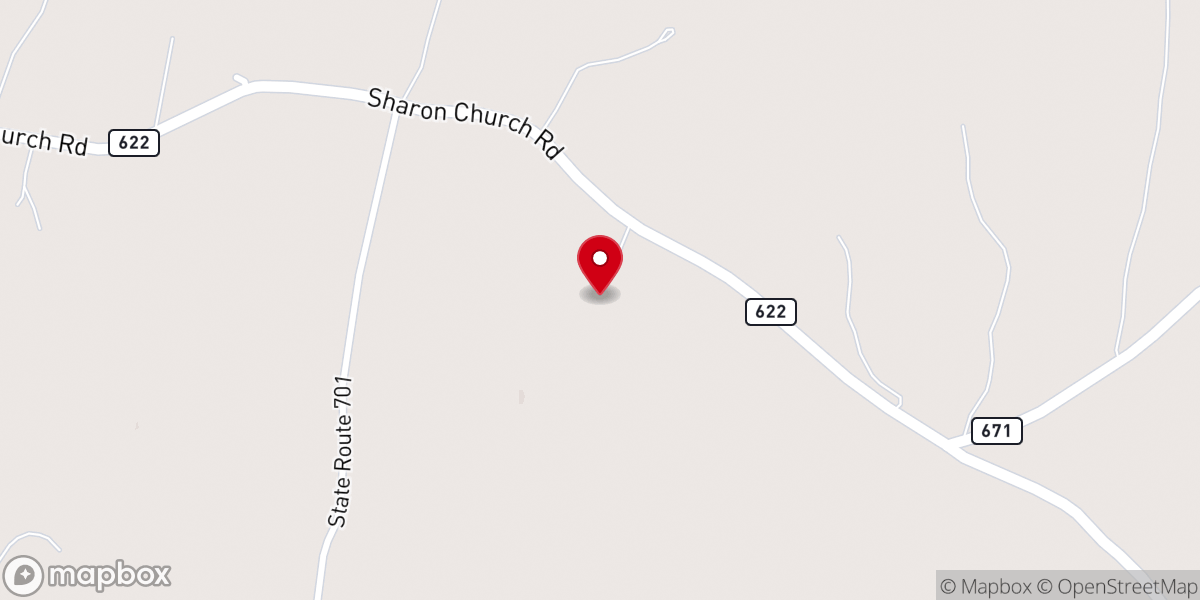 Map showing location of Sharon Church