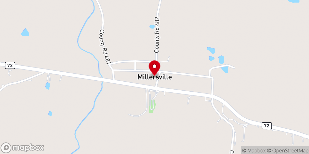 Map showing location of Millersville