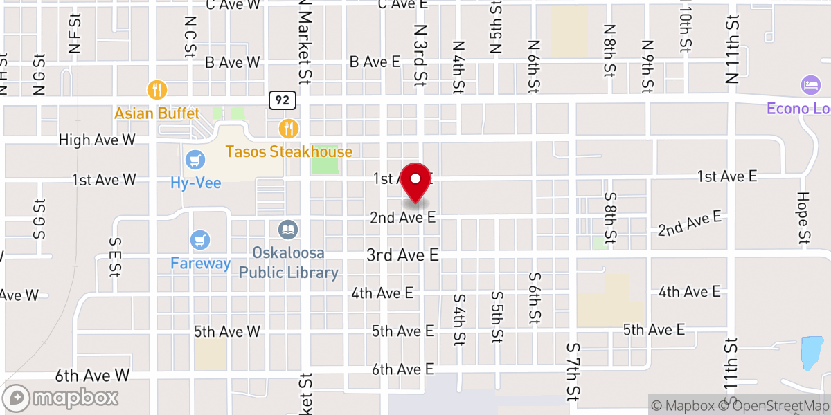 Map showing location of First Baptist Church
