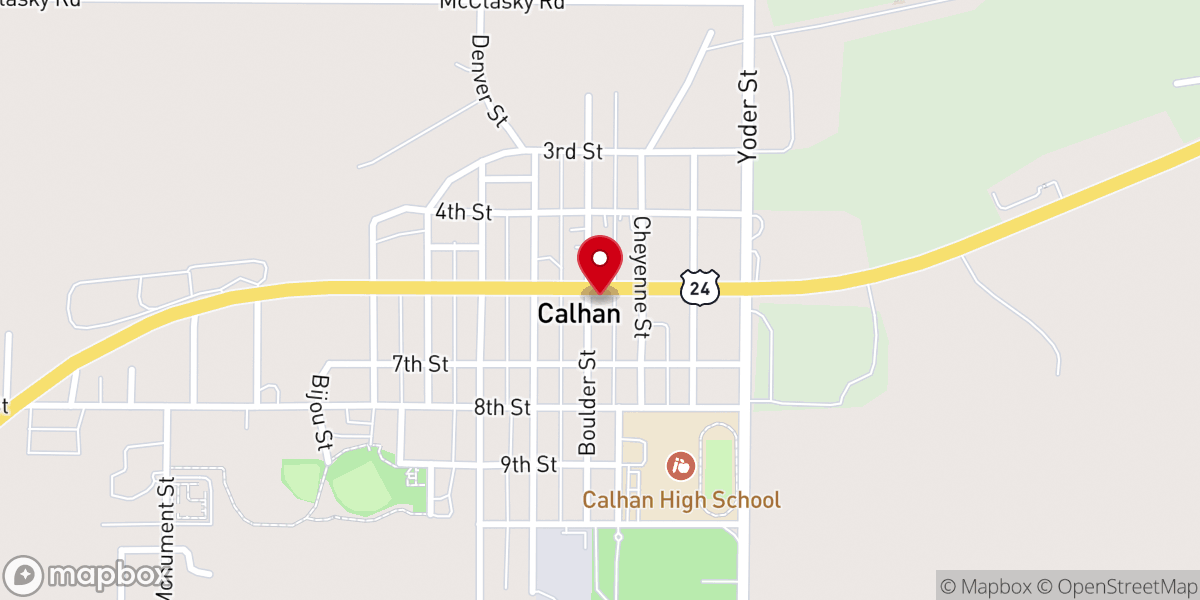 Map showing location of Calhan Anglican