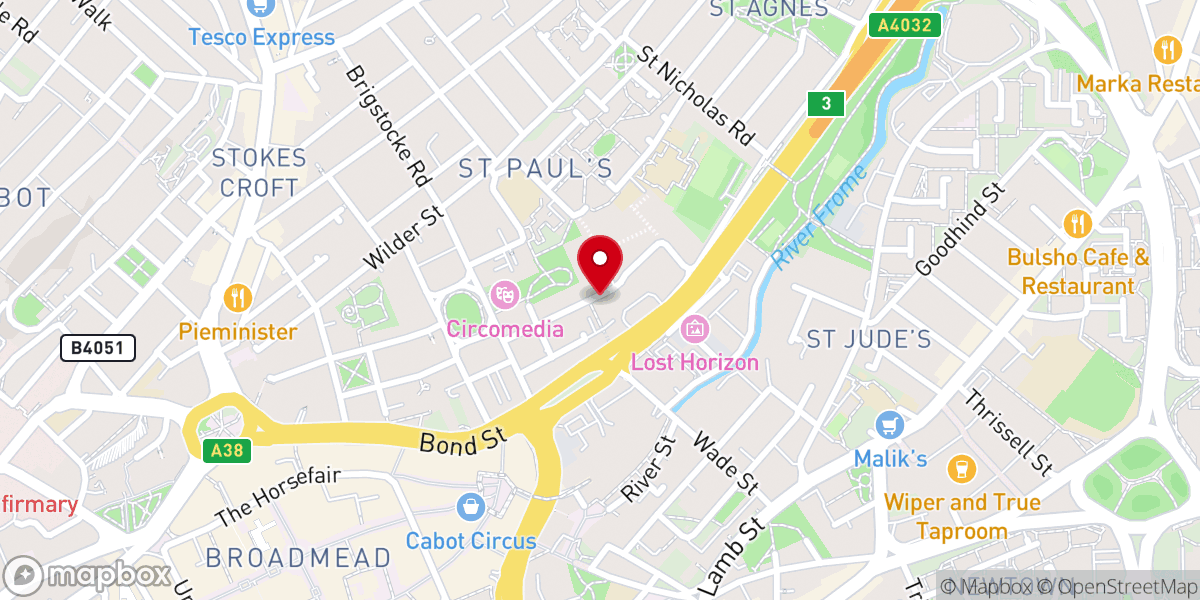 Map showing location of Potter's House Church