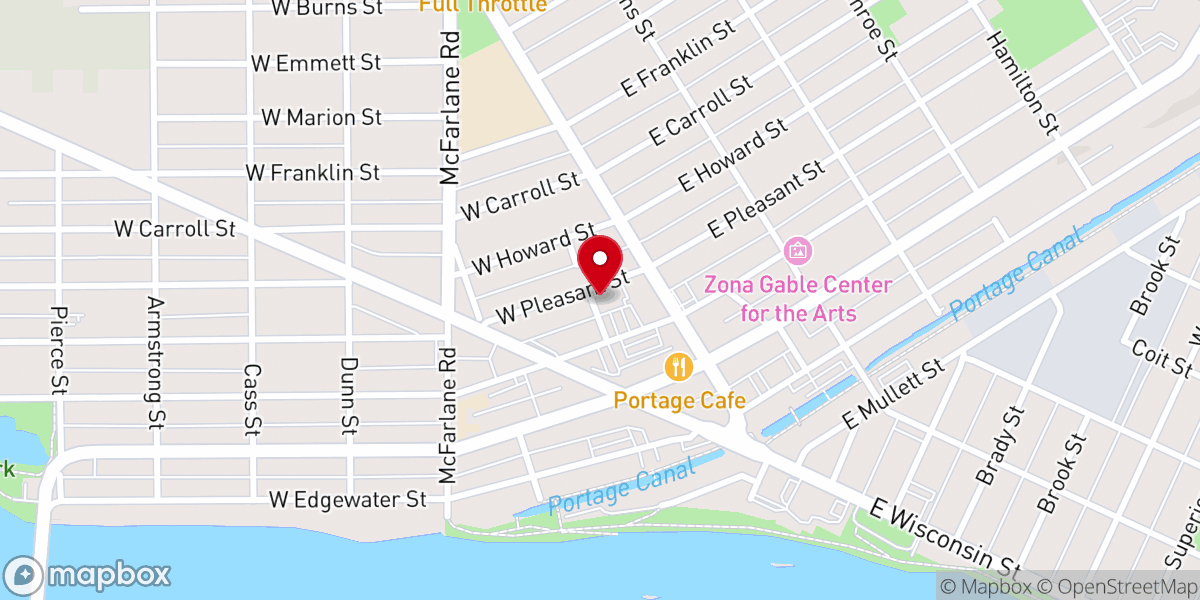 Map showing location of Portage Presbyterian Church