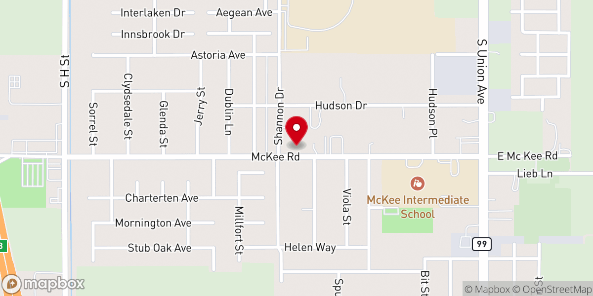 Map showing location of Greenfield First Southern Baptist Church