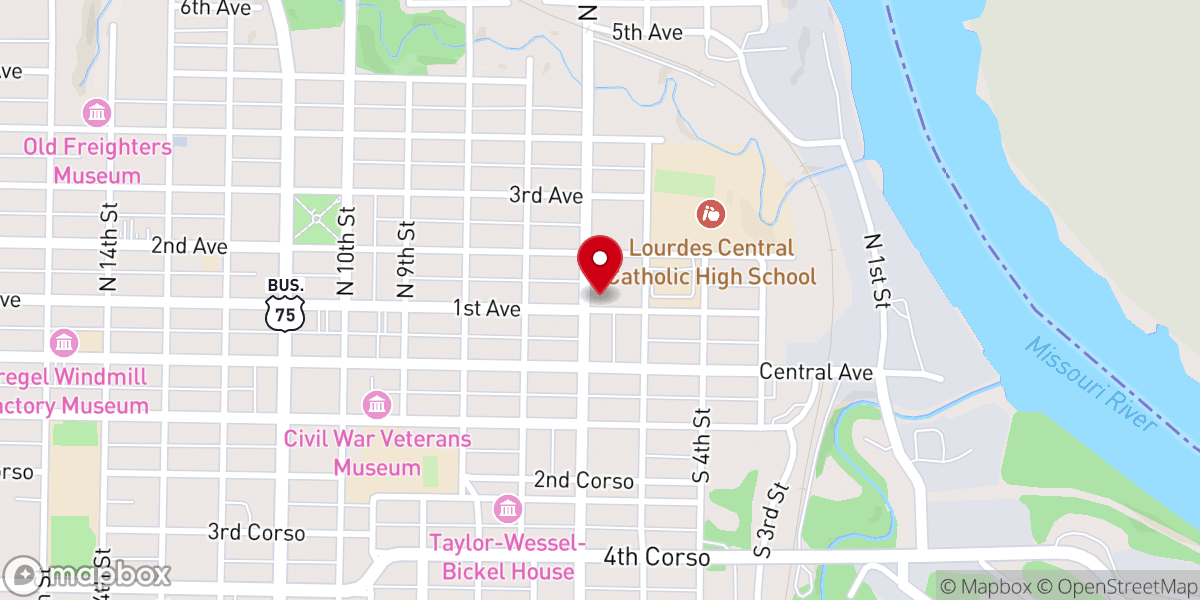 Map showing location of Saint Mary's Catholic Church, Nebraska City