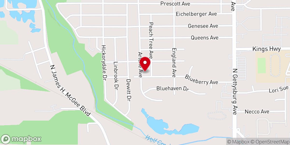 Map showing location of Philippi Missionary Baptist Church