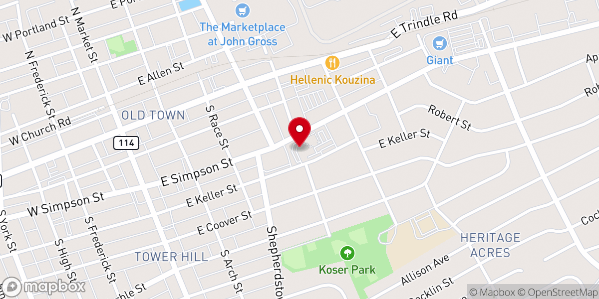 Map showing location of St. Joseph Catholic Church