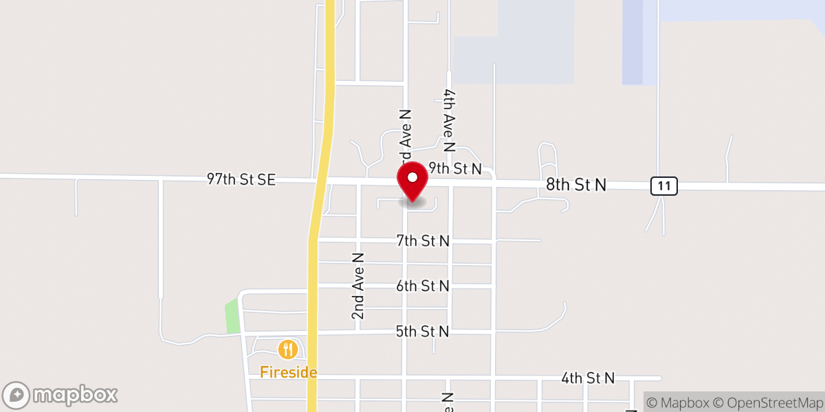 Map showing location of New Life Assembly-God Church