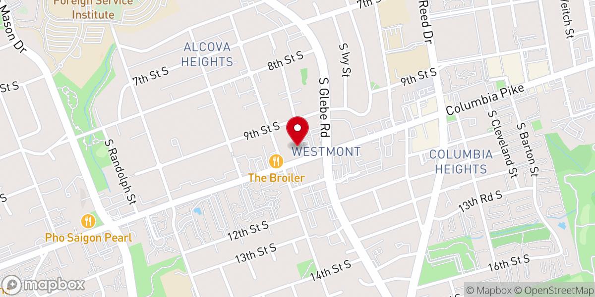 Map showing location of Arlington Presbyterian Church