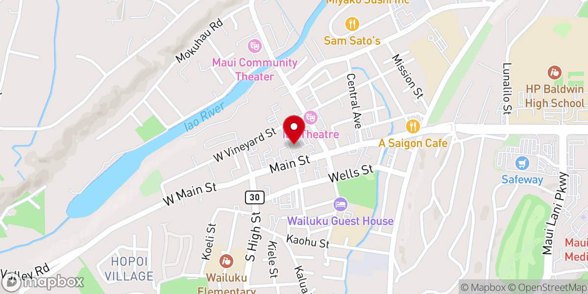 Map showing location of Wailuku Executive Center