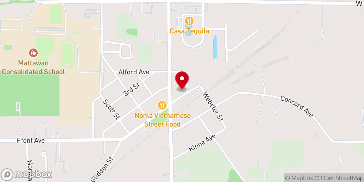 Map showing location of Mattawan Community Church