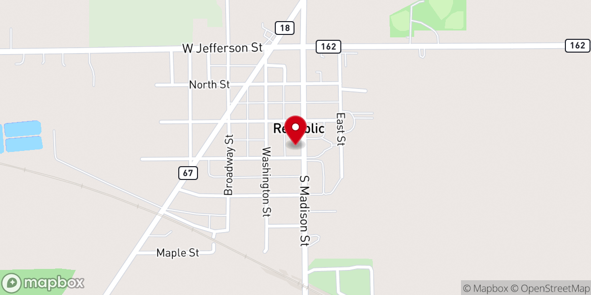 Map showing location of Republic United Church-Christ