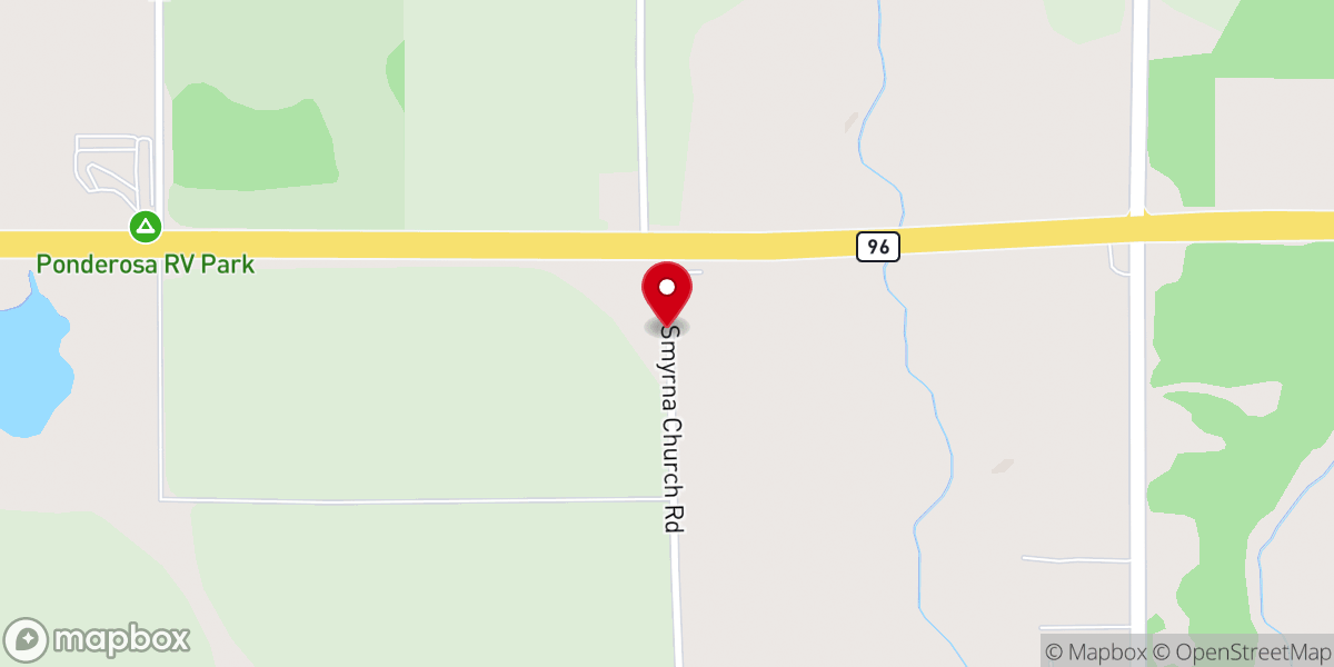 Map showing location of New Smyrna Baptist Church
