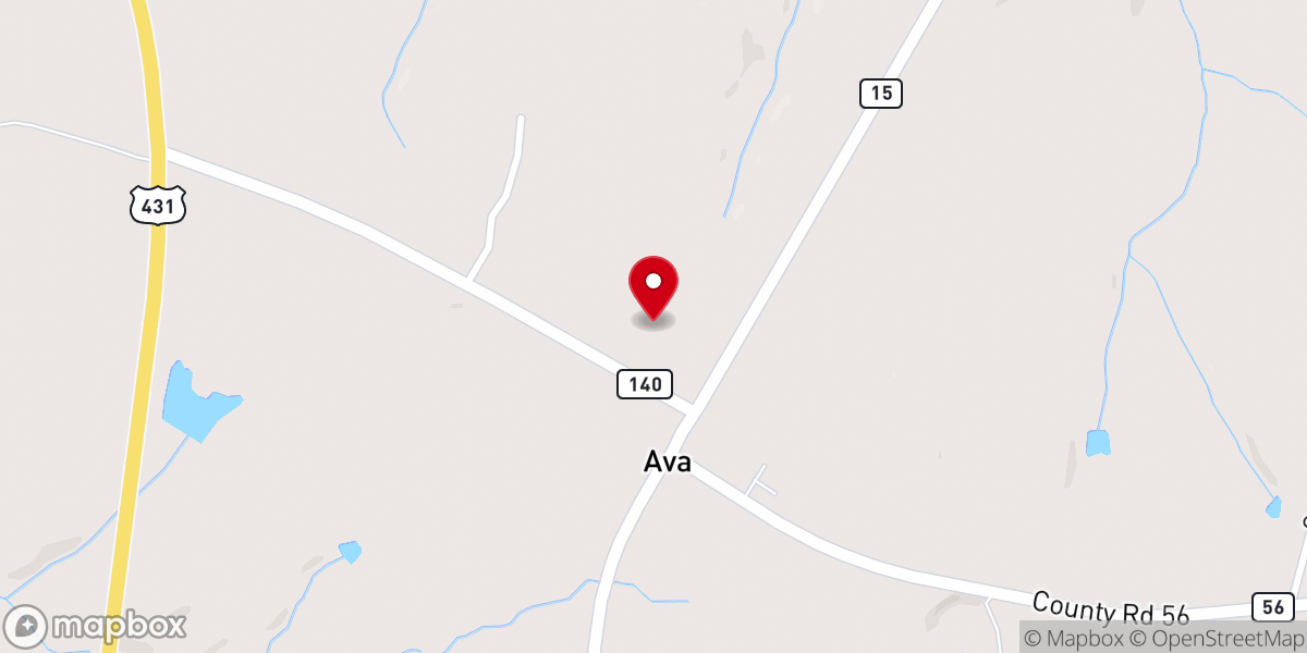 Map showing location of Ava Church