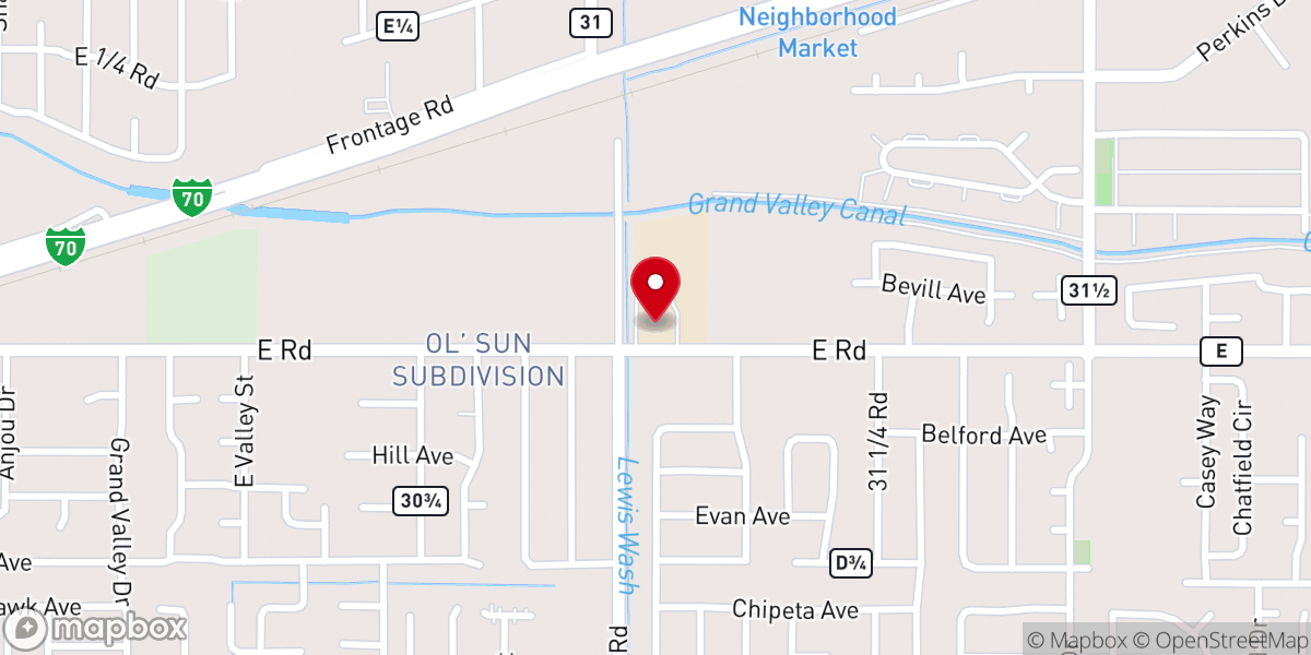 Map showing location of Pear Park Baptist Church