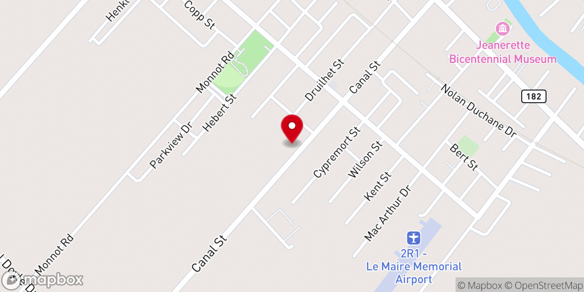 Map showing location of Jeanerette City Court