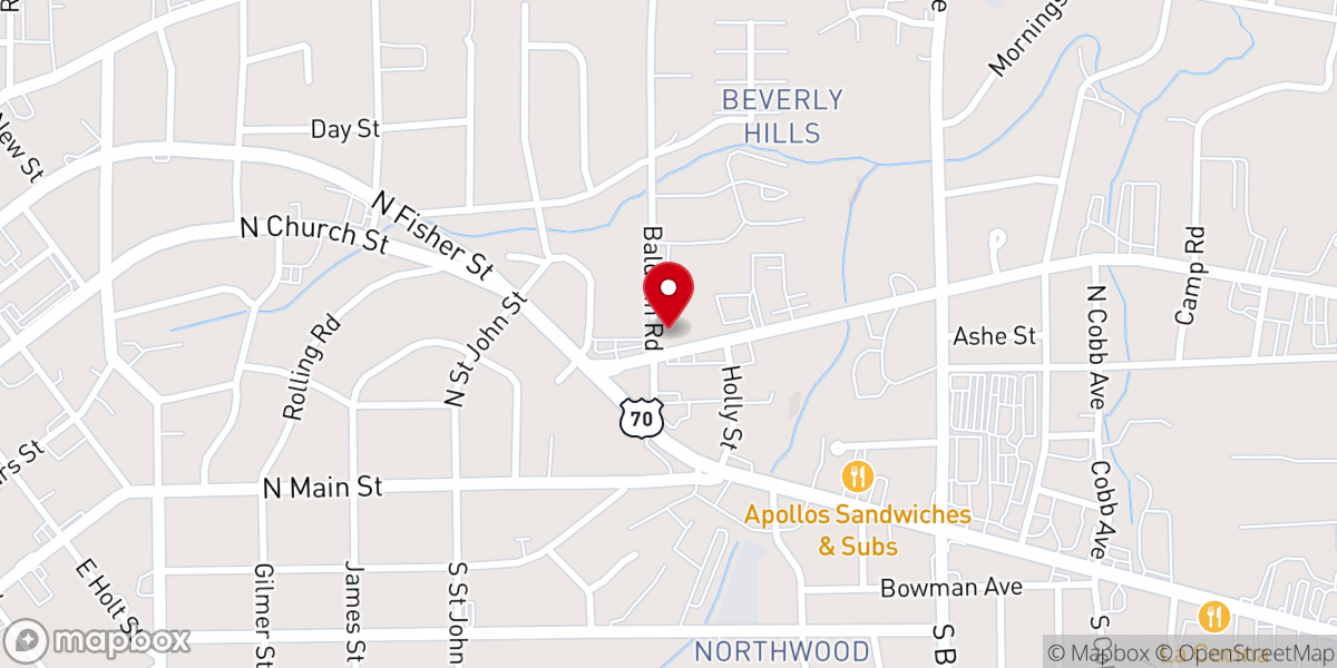 Map showing location of Friendly Lane Baptist Church