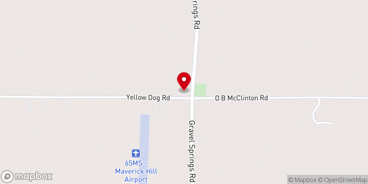 Map showing location of Gravel Springs Church