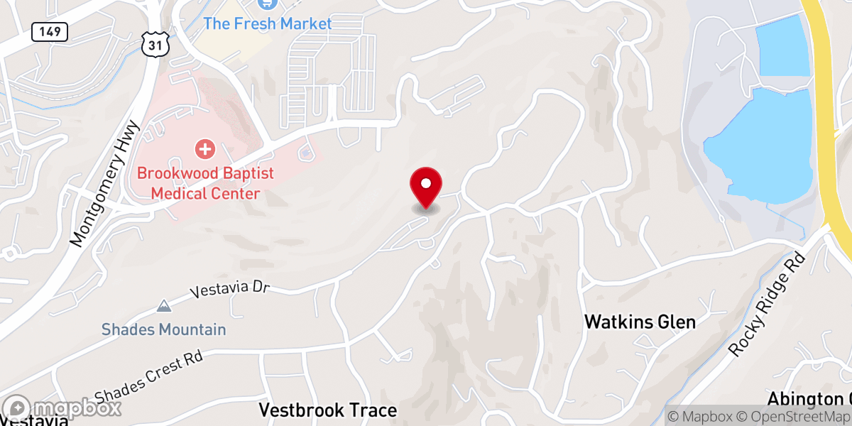 Map showing location of Vestavia Hills Baptist Church