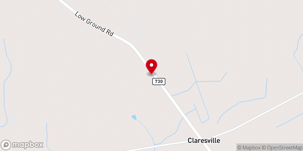 Map showing location of Claresville Church