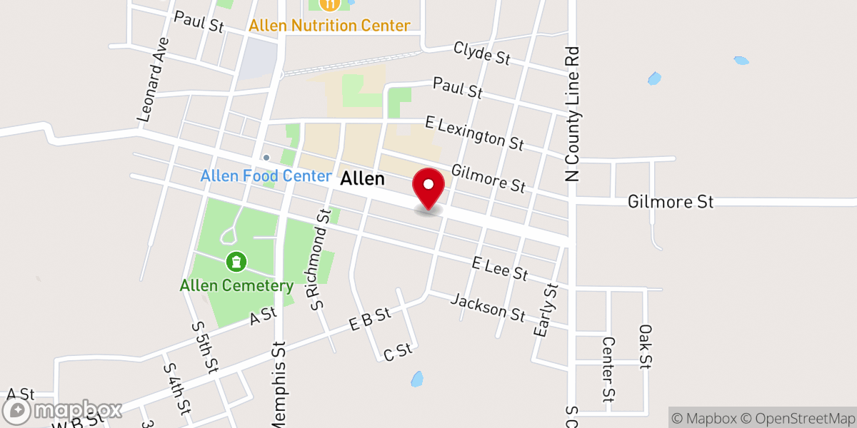 Map showing location of Allen Assembly of God