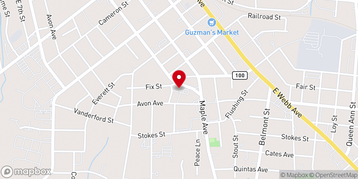 Map showing location of Kinnett Memorial Baptist Church