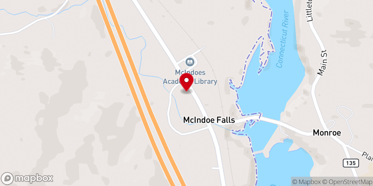 Map showing location of Mcindoe Falls