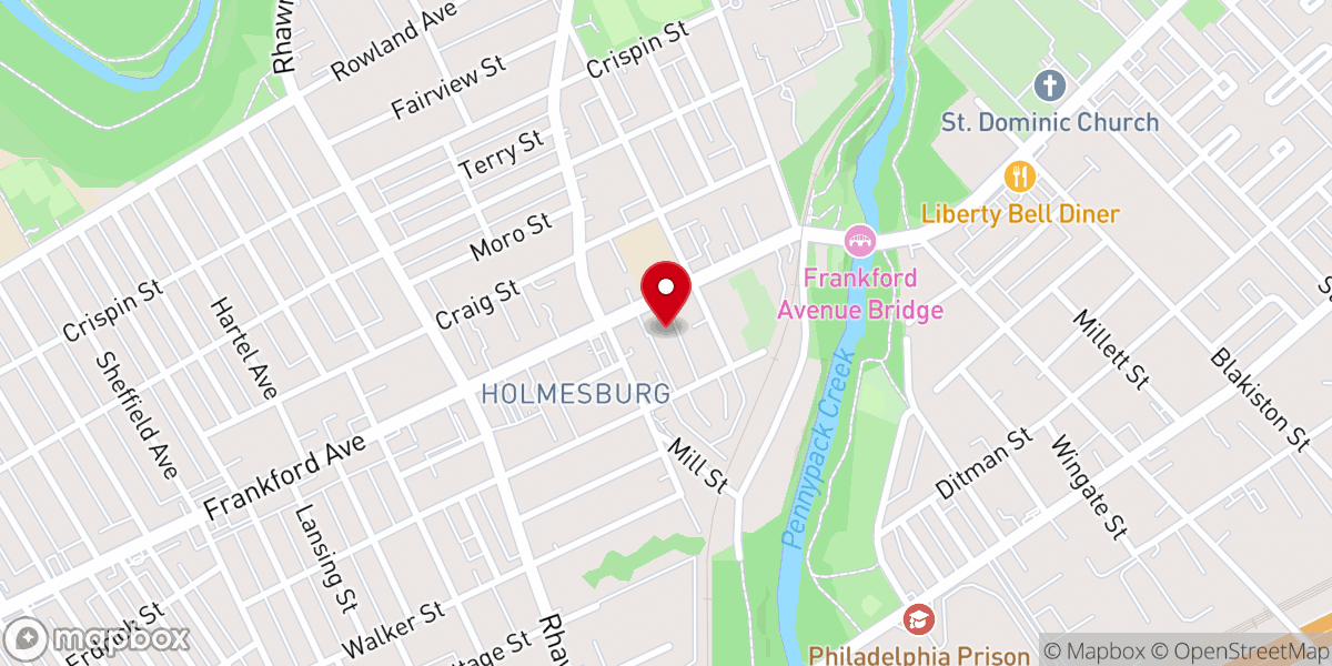 Map showing location of Shalom Pentecostal Church of Philadelphia
