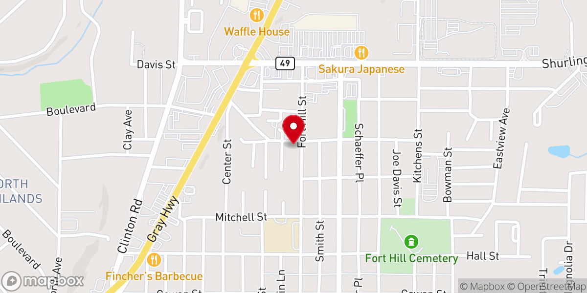 Map showing location of Greater Lizzieboro Baptist Church