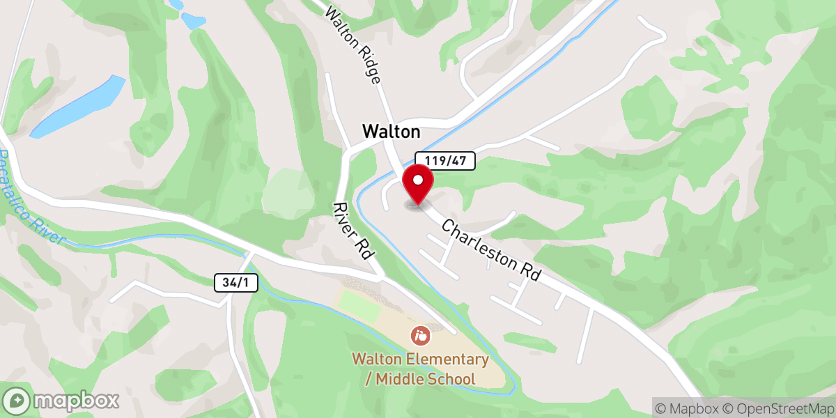 Map showing location of Walton Union Church