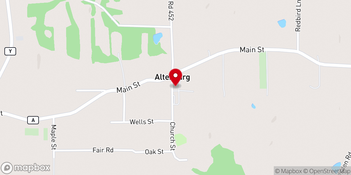 Map showing location of Trinity Lutheran Church