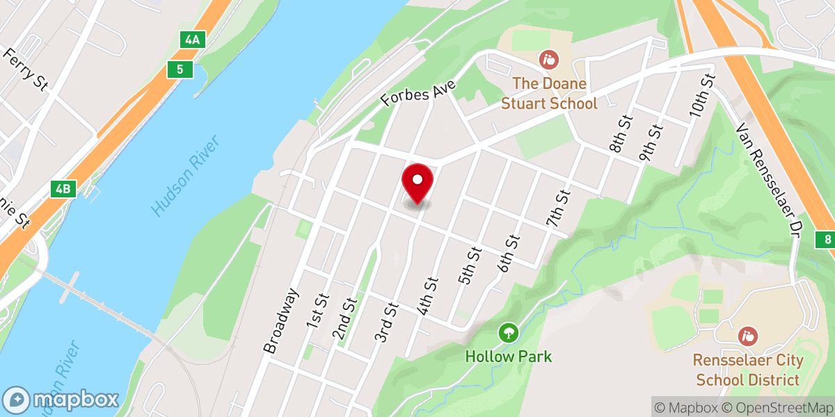 Map showing location of Rensselaer Open Bible Baptist