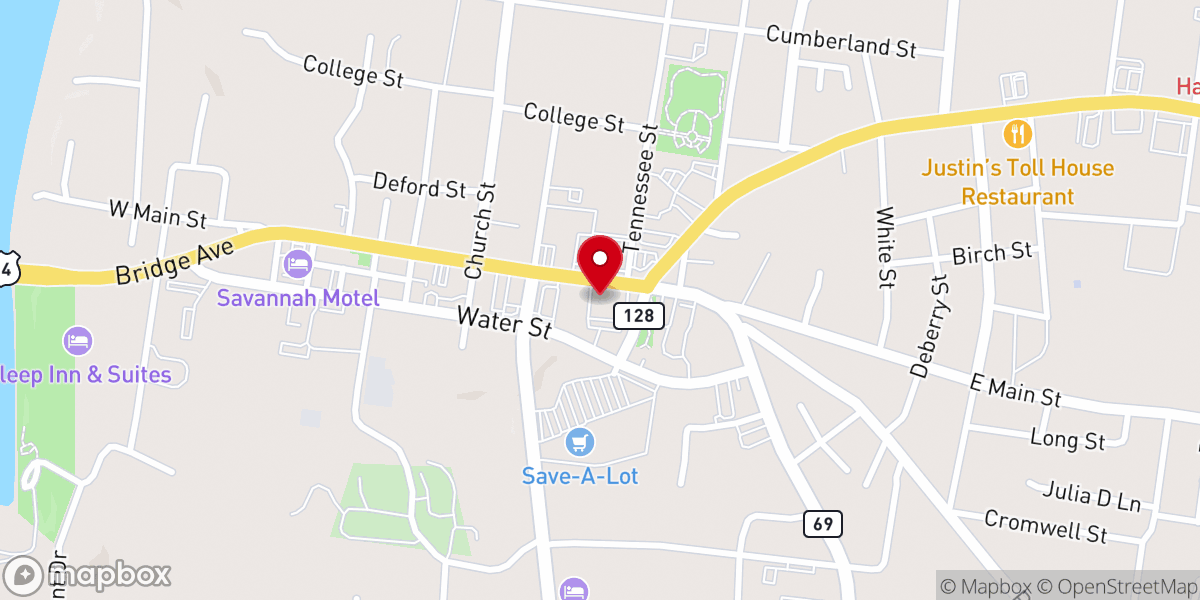 Map showing location of First Baptist Church