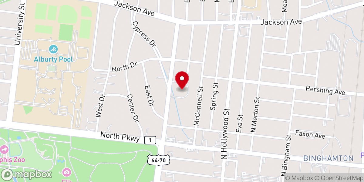 Map showing location of New Bellevue Baptist Church
